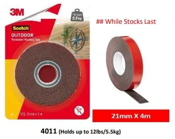 3M Scotch Permanent Outdoor Double Sided tape / Mounting Tape 4011 RTSB (1 inch) 25mm x 4m
