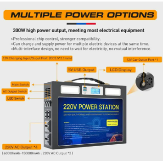 Vanpa 300W Portable Power Station Powerbank AC 220V Output Emergency Backup Battery