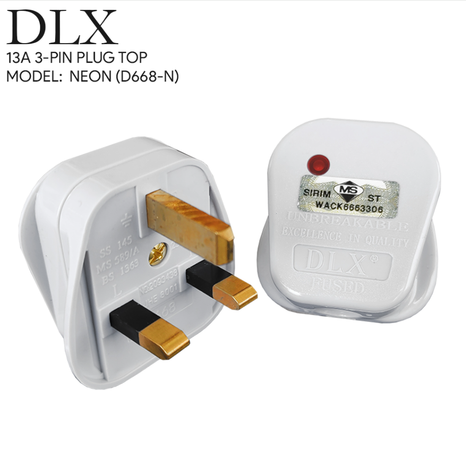 DLX - 13A PLUG TOP C/W NEON (D668-N)