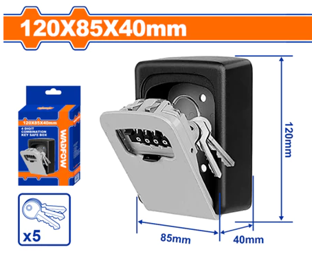 WADFOW 4 DIGIT COMBINATION KEY SAFE BOX (120MM X 85MM X 40MM) WALL MOUNT, HIDE UP TO 5 KEYS WKFB1119