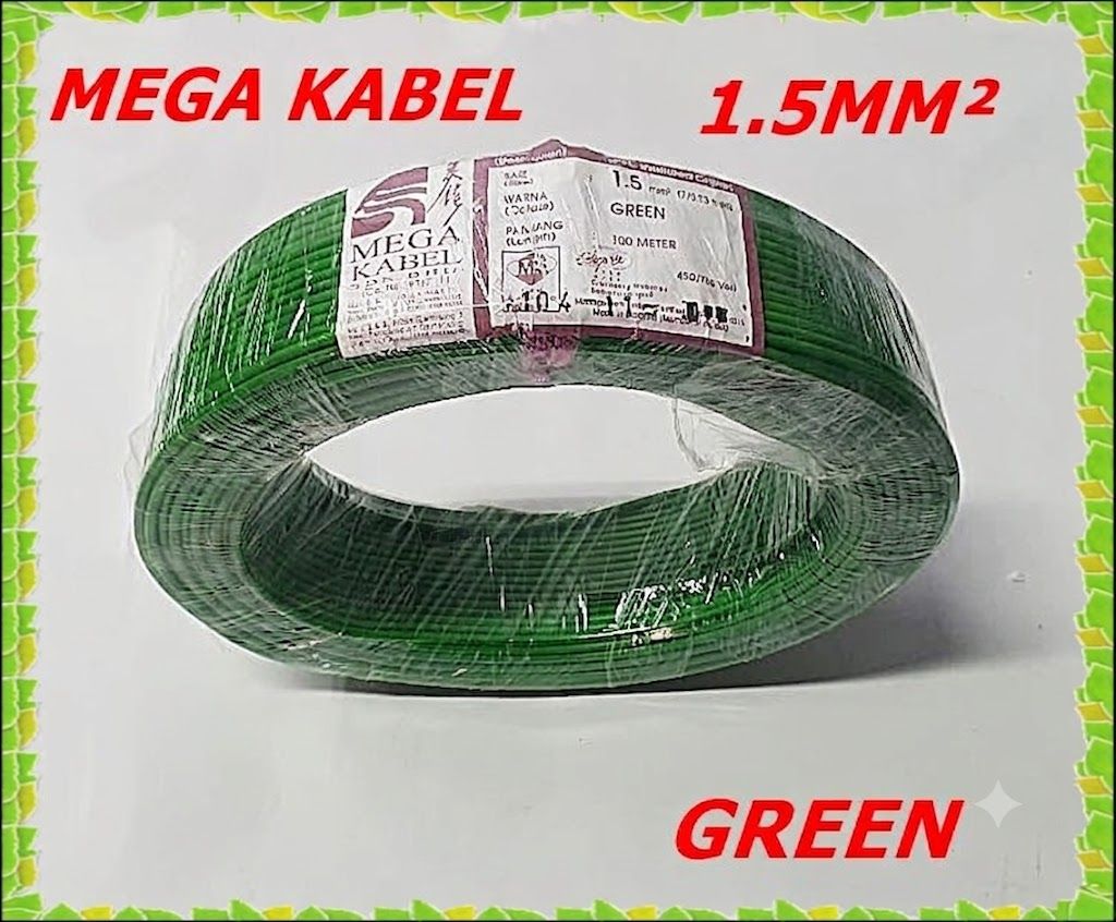 100meter MEGA KABEL 1.5mm2 PVC CABLE 100% COPPER JKR & SIRIM APPROVAL