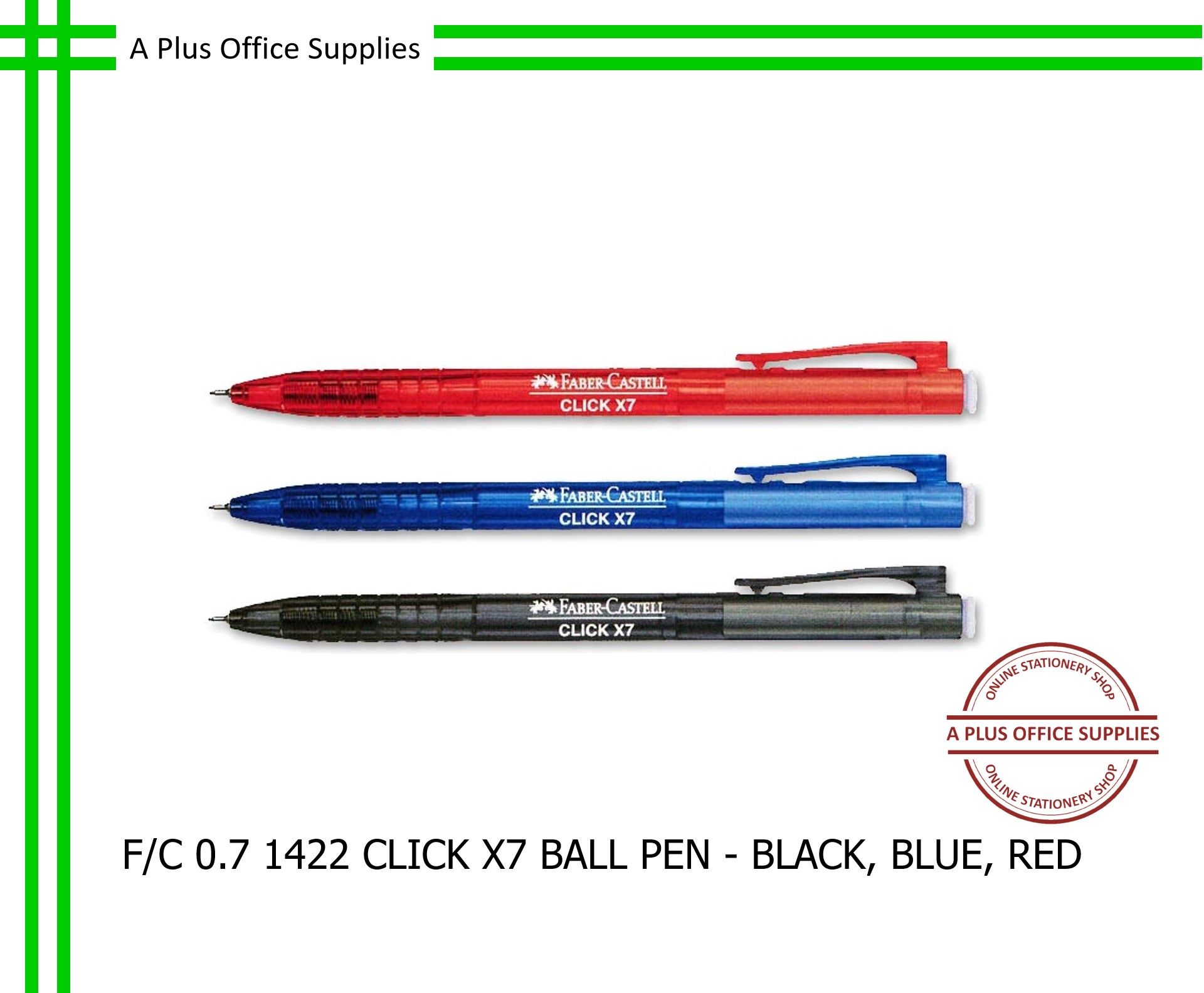 FABER-CASTELL 0.7 1422 Click X7 Ball Pen / Pen Dakwat