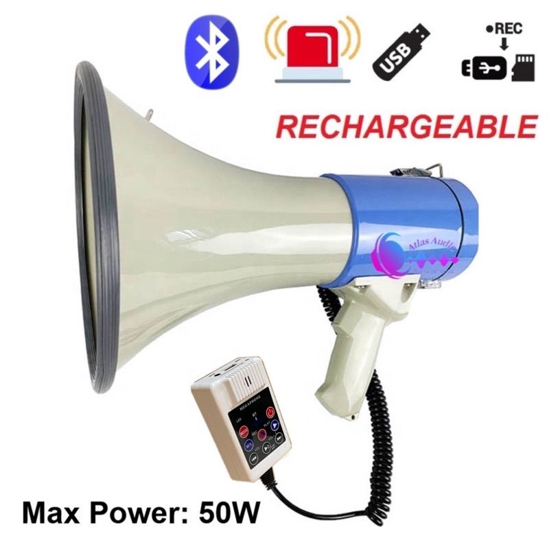 POWER MEGAPHONE LOUD HAILER WITH SIREN, USB, SD, AUX, MUTE AND RECHARGEABLE BATTERY ER88S / ER-88S