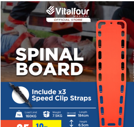 VITALFOUR AMBULANCE SPINE BOARD STRETCHER (MDA APPROVED)