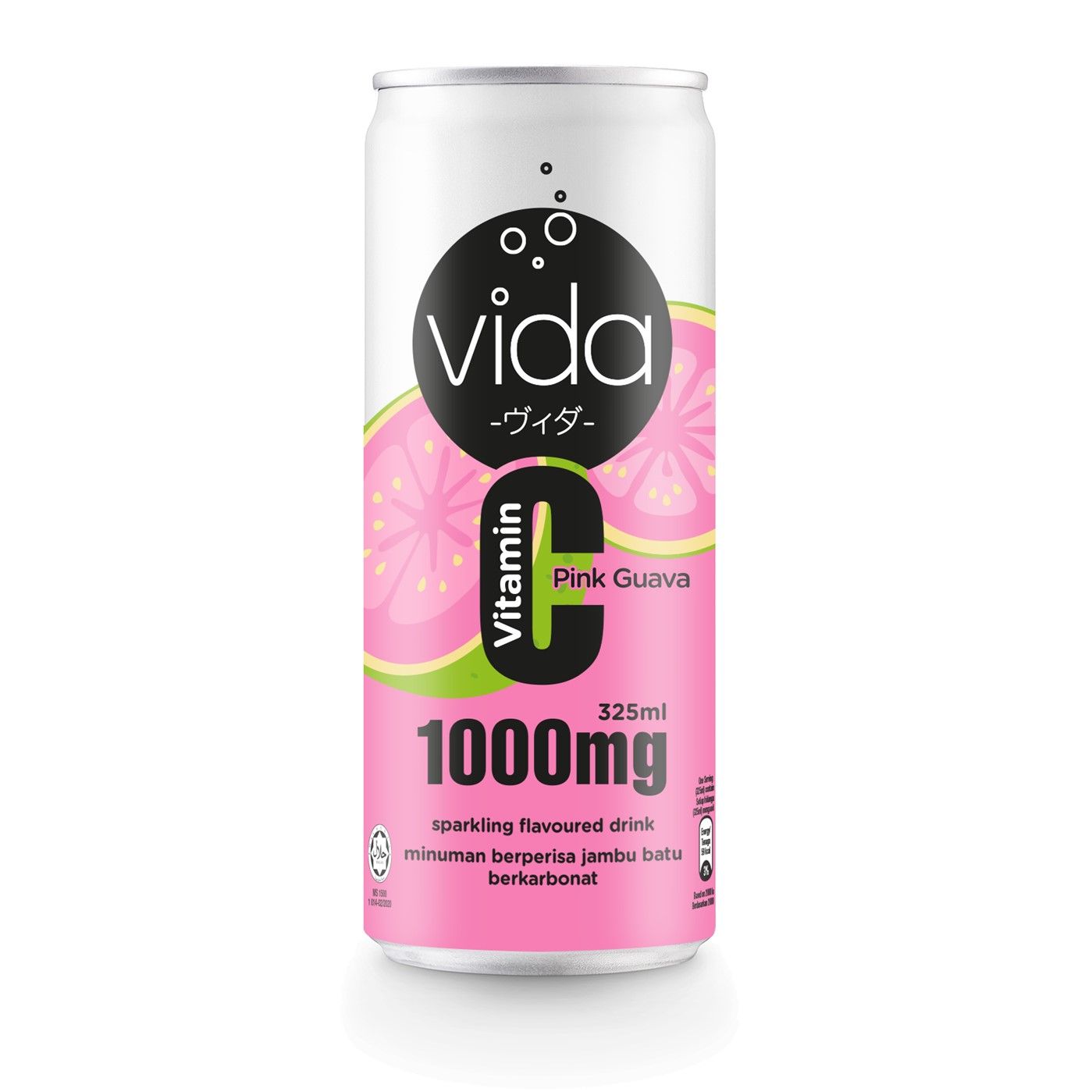 Vida 1000mg Vitamin C Sparkling Drink Pink Guava 24 x 325ml