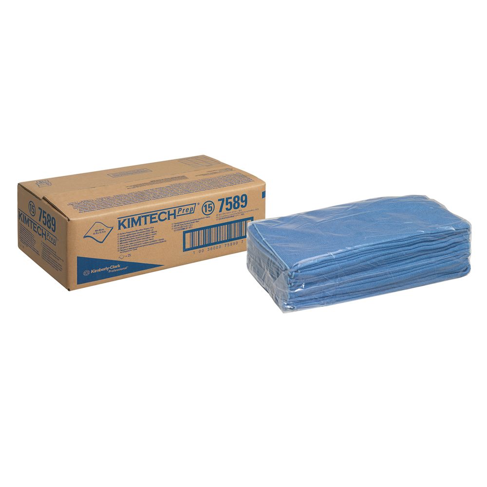 Kimtech庐 Surface Preparation Microfibre Cloths 7589 - 1 pack x 25 blue cloths