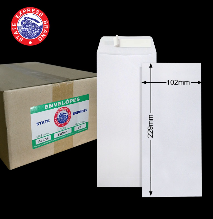 STATE EXPRESS 4"X9" STATE EXPRESS 80GM WHITE P&S POCKET ENVELOPE (500'S/BOX)