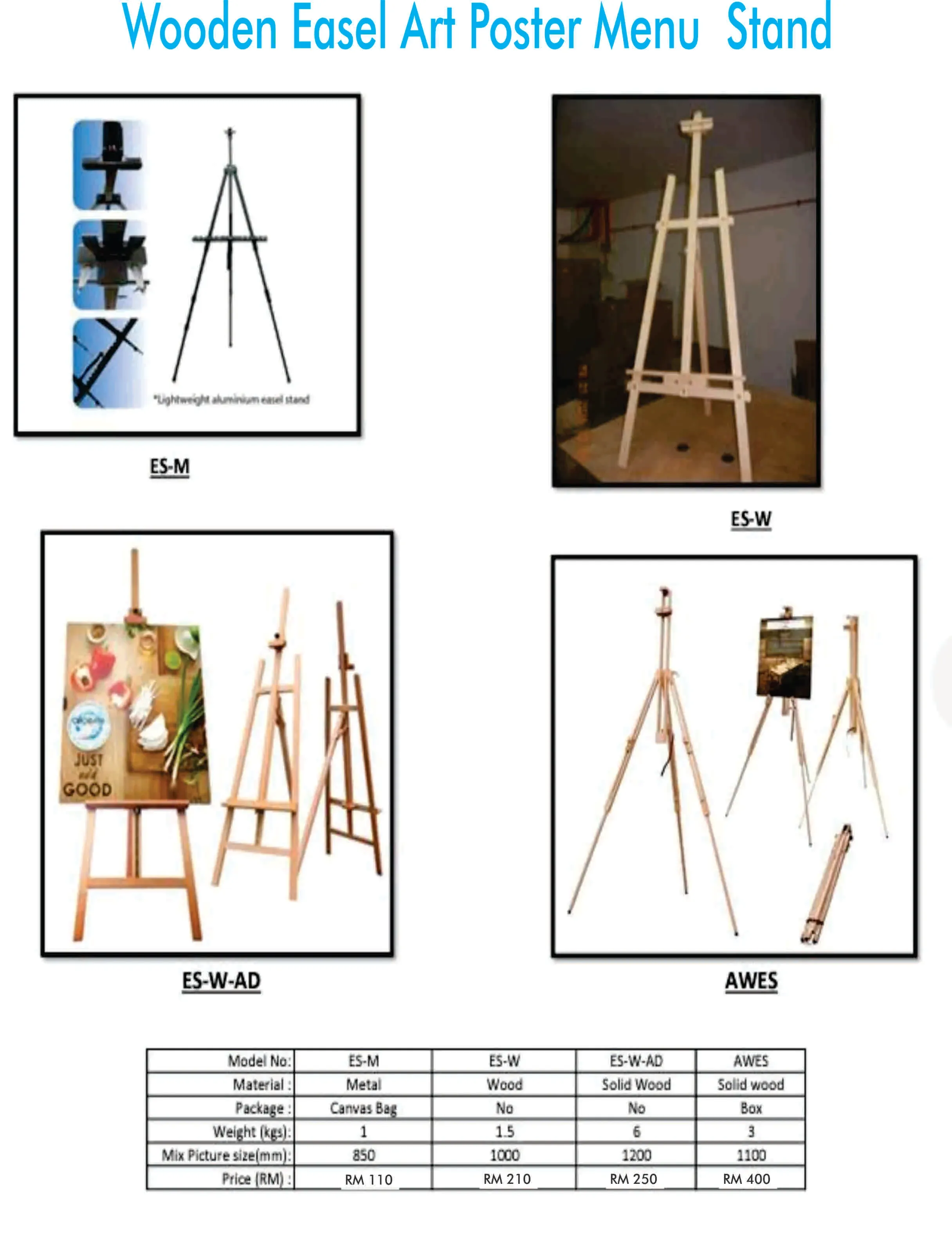 Wooden Easel Art Poster Menu Stand