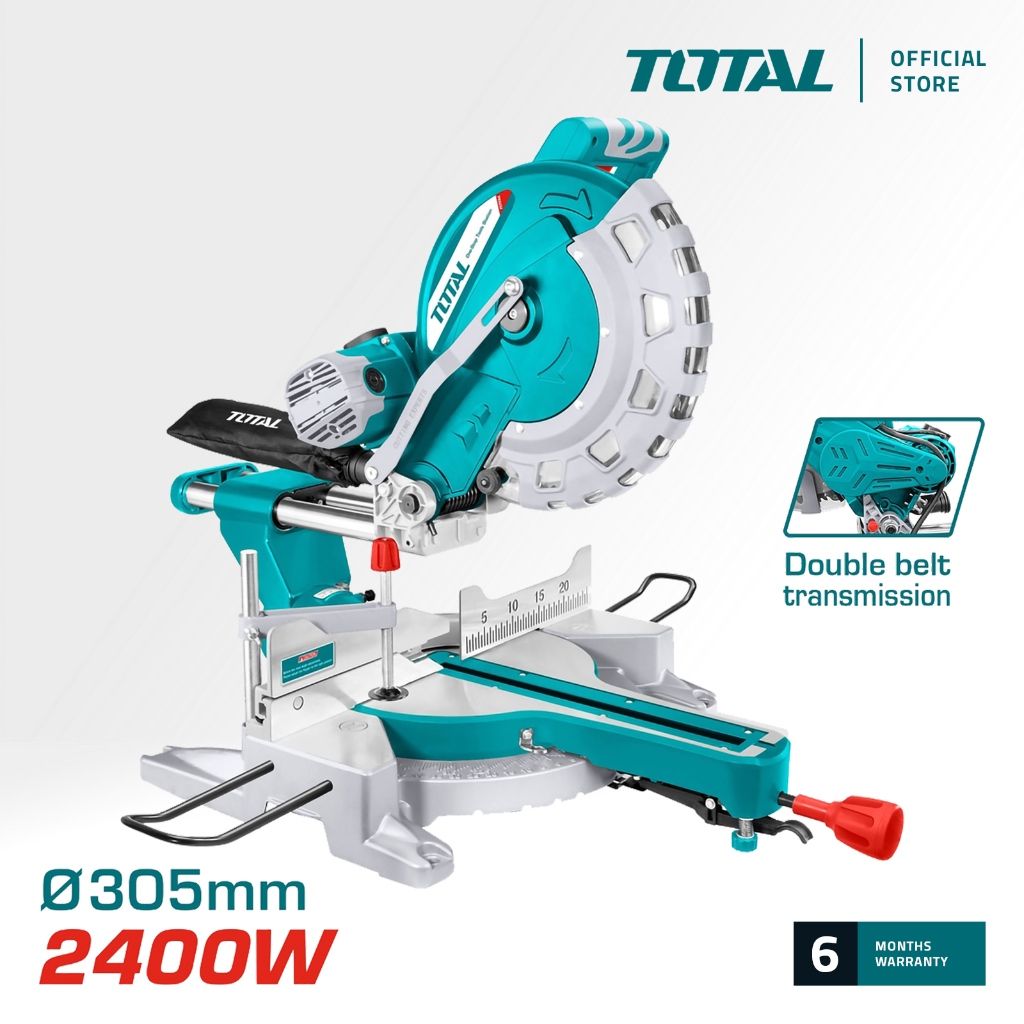 TOTAL MITRE SAW WITH DUAL SLIDING RAILS (12"/2400W) + DUST BAG (MAX CUT 305MM X 90MM) [FREE TCT BLADE] TS42183057