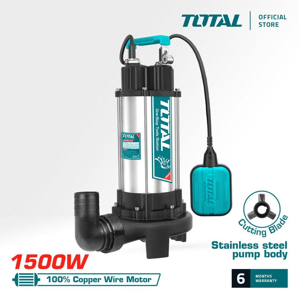 TOTAL SUBMERSIBLE PUMP FOR DIRTY WATER WITH BUILT-IN CUTTING BLADE + CONTROL BOX (PIPE 2"/1500W/2.0HP) TWP7150026