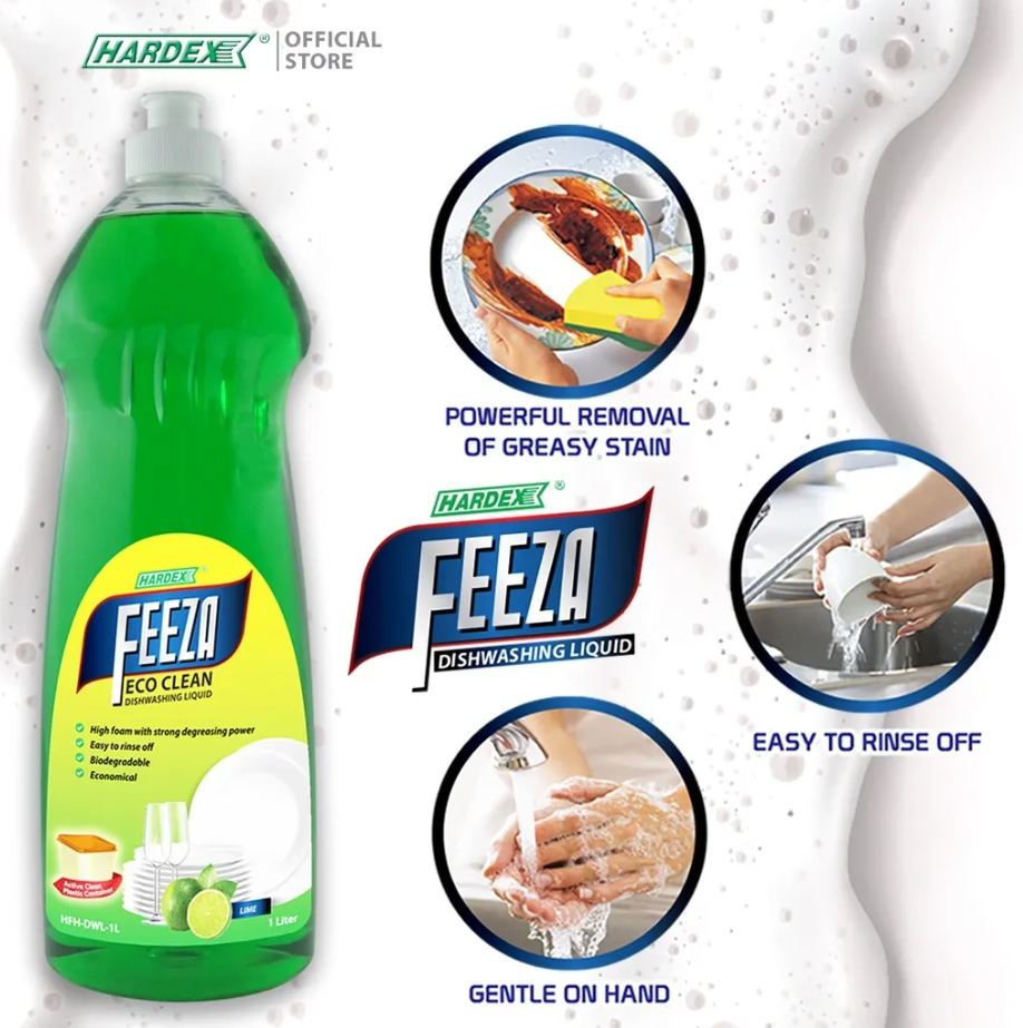 HARDEX FEEZA DISHWASHING LIQUID ( 500ML / 1L ) - LIME / MANUKA HONEY & LEMON / ALOE VERA & LIME / PENCUCI PINGGAN