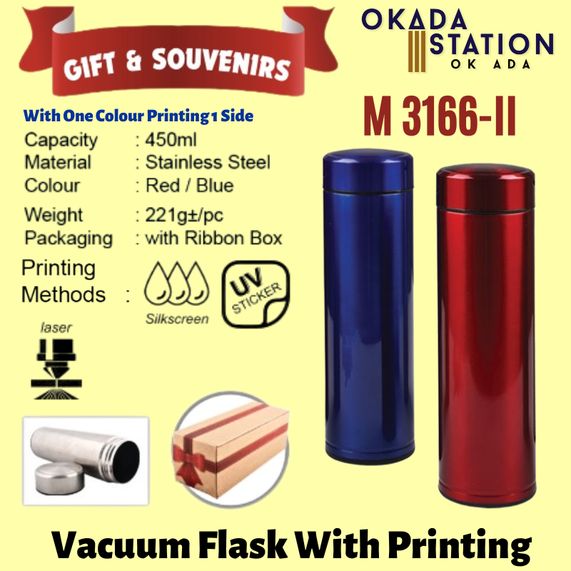 GIFT & SOUVENIRS: M 3166-II VACUUM FLASK 450ml WITH PRINTING LOGO