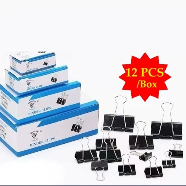 Binder Clip Paper Clip Diamond black (25mm x 12PCS)
