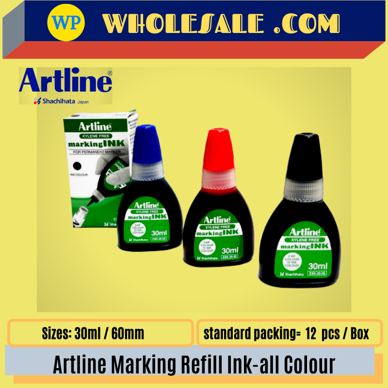 ARTLINE / REFILL INK / PERMANENT MARKER / MARKING INK / 30CC / 60CC / MARKER REFILL INK / PEN MARKER INK / ALL COLOUR