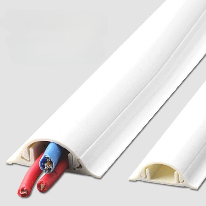 1 Meter Floor Wall PVC Haft Moon Casing Wiring Round Duct Cable Concealer Floor Self-Adhesive Raceway Ground Trunking