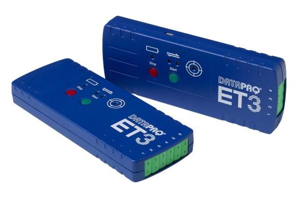 ET3 Data Logger (6 Channel) Measurement Range -150°C to 500°C. Accuracy +/- 0.5°C, Type K thermocouple, 18,000 readings per channel, Programmable sampling interval (0.5 sec to 60 mins) Start/stop buttons, Operating temperature 85°C, Supplied with USB comms cable (C1150). Replaceable 9V Alkaline battery (x2), Manual, QRG and calibration certificate.