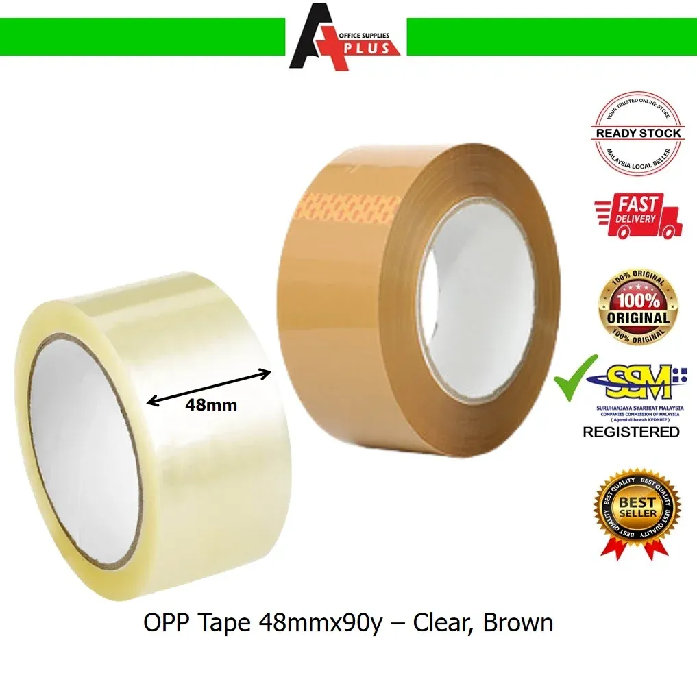 OPP Tape 48mmx90y / Pita Pelekat - Clear, Brown