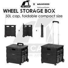 Blackdog 50L Wheel Storage Box with Telescopic Handle Foldable Shopping Cart Camping Wagon Trolley Compact CBD2450XB013