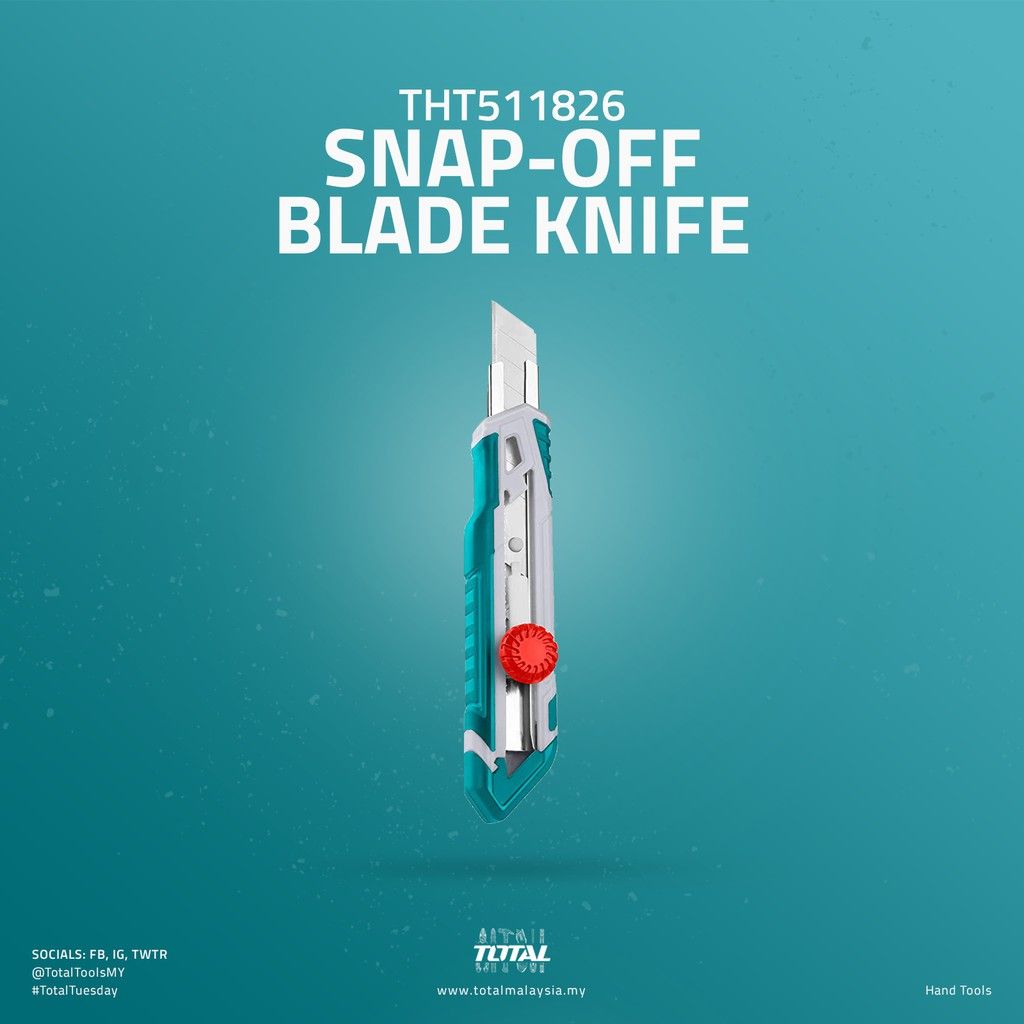TOTAL SNAP-OFF BLADE KNIFE TWIST KNOB LOCK BLADE SK5 CARBON STEEL (100MM X 18MM/173MM) THT511826