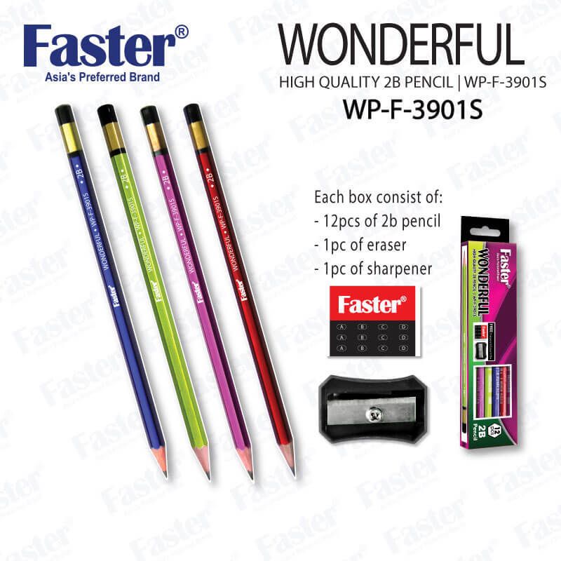FASTER WONDERFUL 2B PENCIL WP-F-3901S 6BOX/PKT