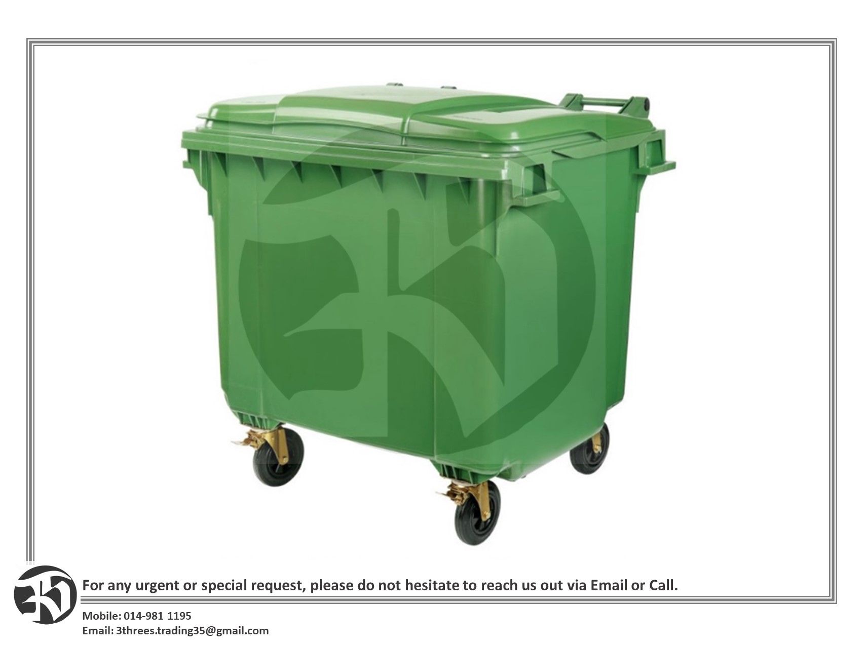 MGB 1100L HDPE 4-Wheel Mobile Garbage Bin