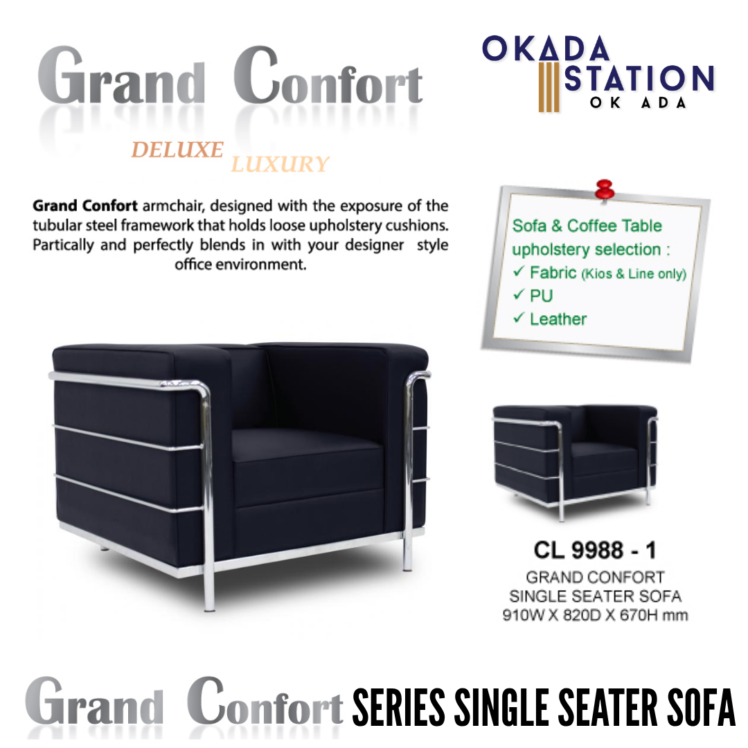 GRAND CONFORT SERIES OFFICE SOFA - ALL SIZE / SINGLE SEATER / DOUBLE SEATER / TRIPLE SEATER / VISITOR SOFA / PU LEATHER / FABRIC / FABRIC KIOS / FABRIC LINE / SOFA PELAWAT / SOFA PEJABAT / SOFA / CL 9988-1 / CL 9988-2 / CL 9988-3 / GRAND CONFORT