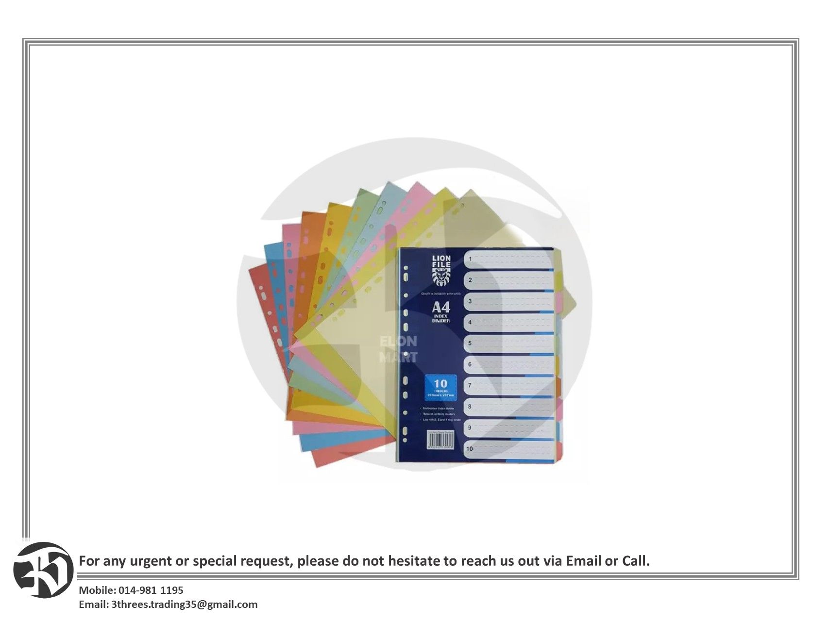 File separator index divider 10 colour (10 tabs/pkt)