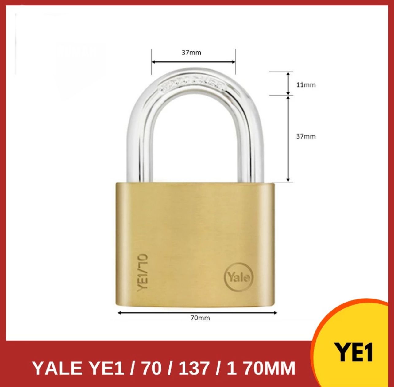 Yale Essential 70mm Brass Padlock YE1/70/ 137/1