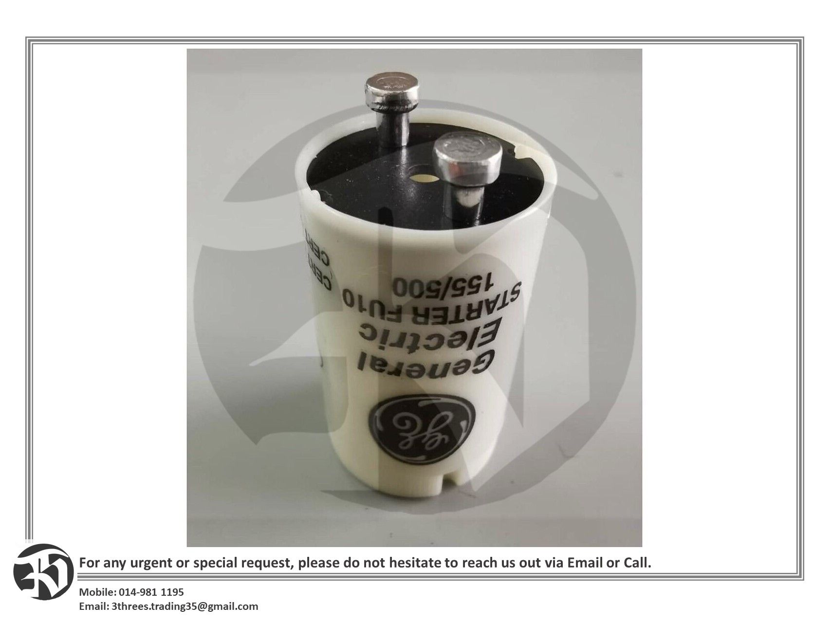 General Electric Fluorescent Light/Lamp Starter FU10 155/500
