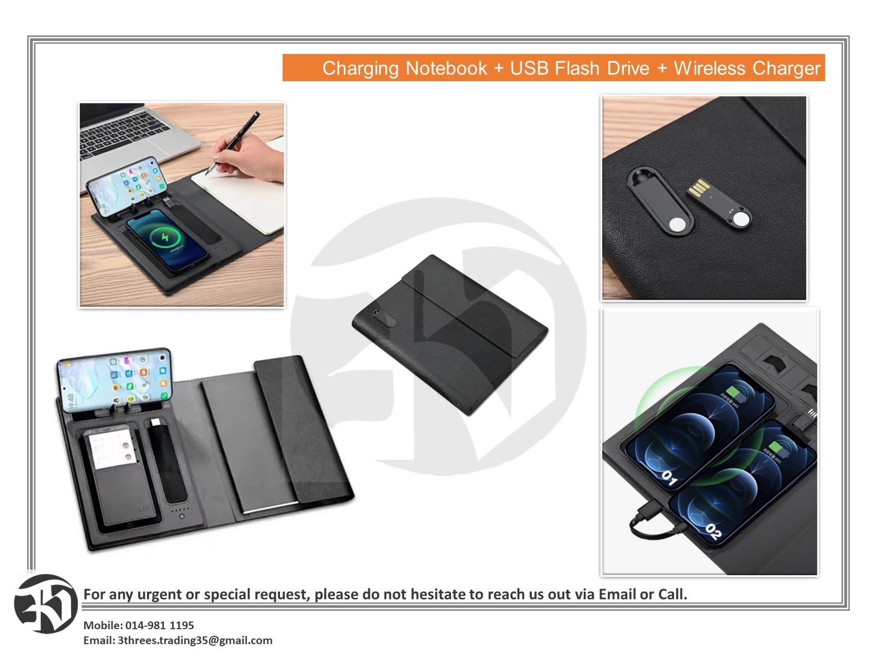 Charging Notebook (USB Flash Drive) And Wireless Charger