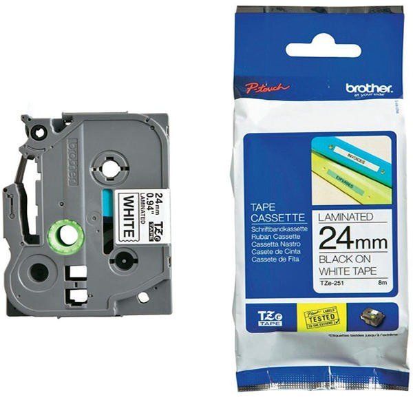 BROTHER 24MM TAPE (BLACK ON WHITE) 8M/ROLL