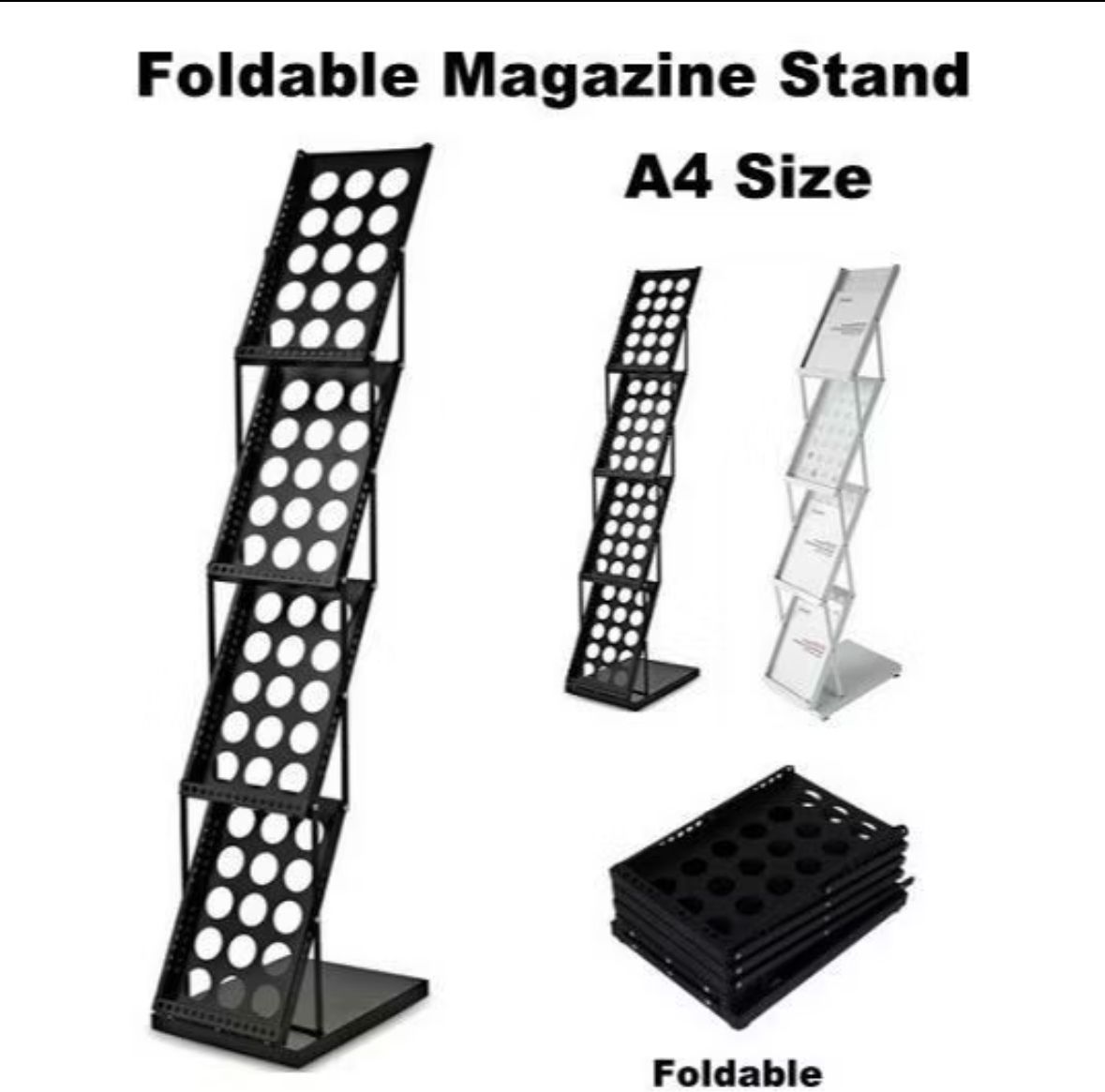 4 Tier Four Layer Foldable A4 Size Magazine Newspaper Leaflet Brochures Display Rack Stand