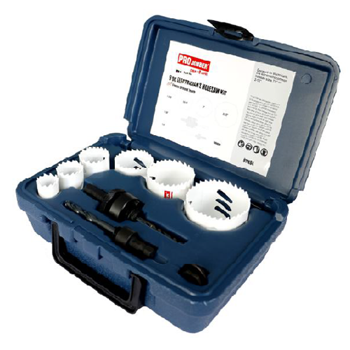 PROJOBBER M42 Fleem Ground Tooth Bi-Metal Hole Saw Set - 9PC Electrician's Kit