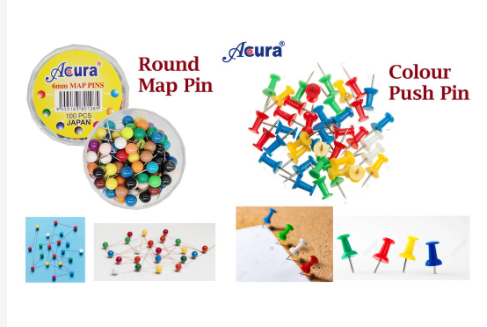 Map Pins / Push Pin / Thumb Tack (Assorted Colours)