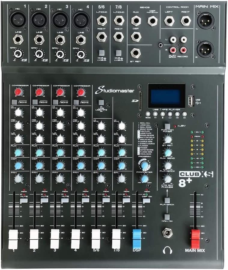 *Studiomaster CLUB XS8+ 8 Channel Analog Mixing Console with DSP