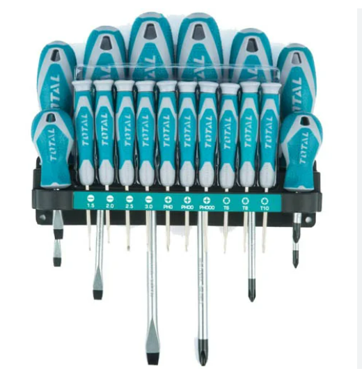 TOTAL 18 Pcs Screwdriver Set (Magnetic Tips) - THT250618