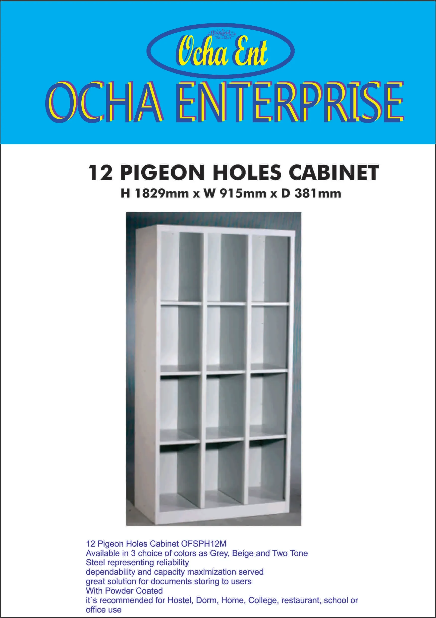12 Pigeon Holes Cabinet