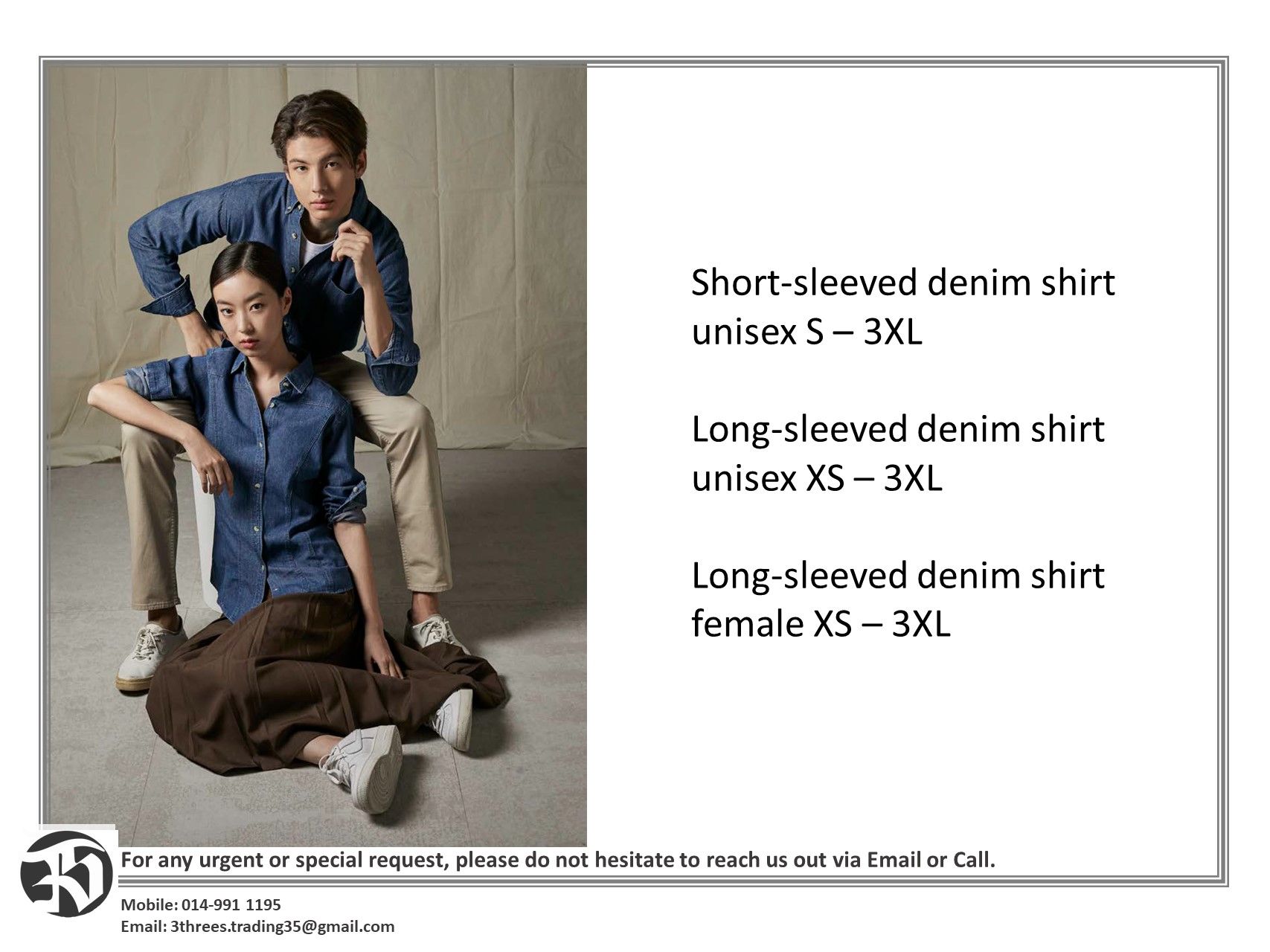 Customized Baju Korporat Denim / cotton Blue