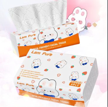 Lam Pure 20 Packs Deluxe Soft Pack Skin-friendly Facial Tissue Double Sided Embossin 60 Pull 240 Sheets 4 Ply 170mm x 140mm