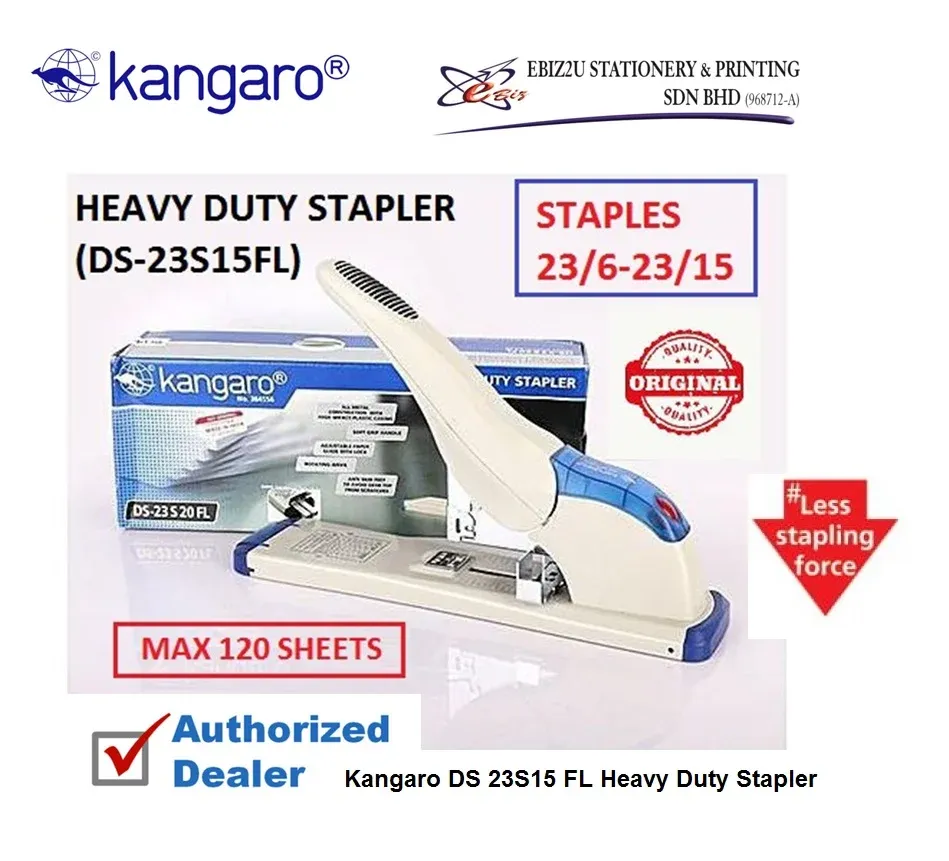 Kangaro DS 23S15 FL Heavy Duty Stapler - 120 sheets (Stationery,Office Automation, penumbuk, stapler paper, Heavy Duty Stapler, Stapler, Kangaro)