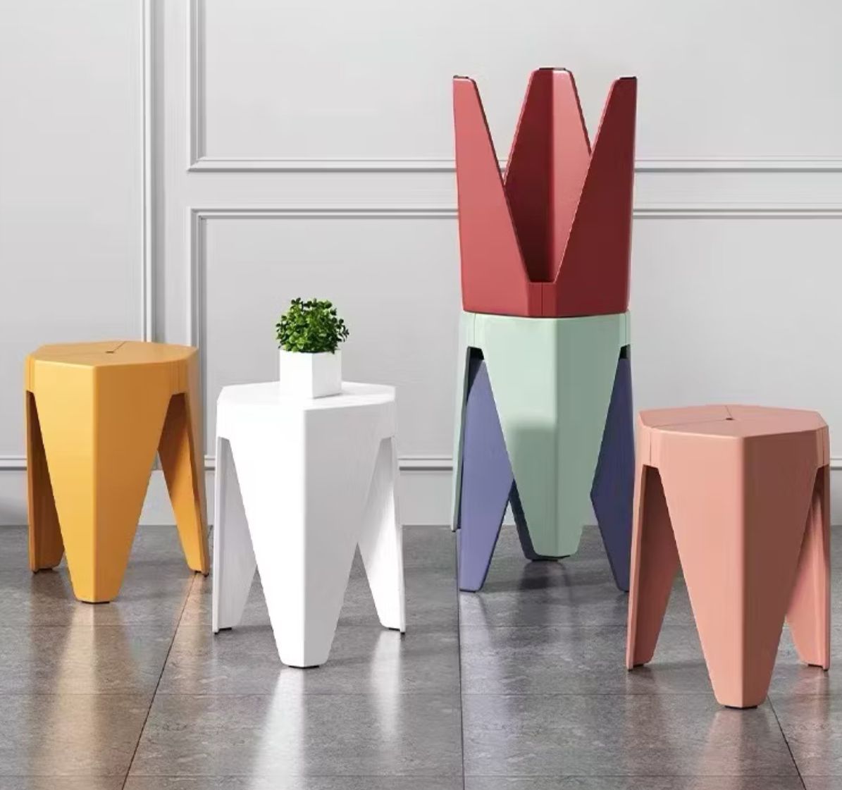 Nordic Plastic Chair Living Room Cafe Stool Restaurant Dining Chair Kerusi Makan Stackable Stack Kerusi Plastik