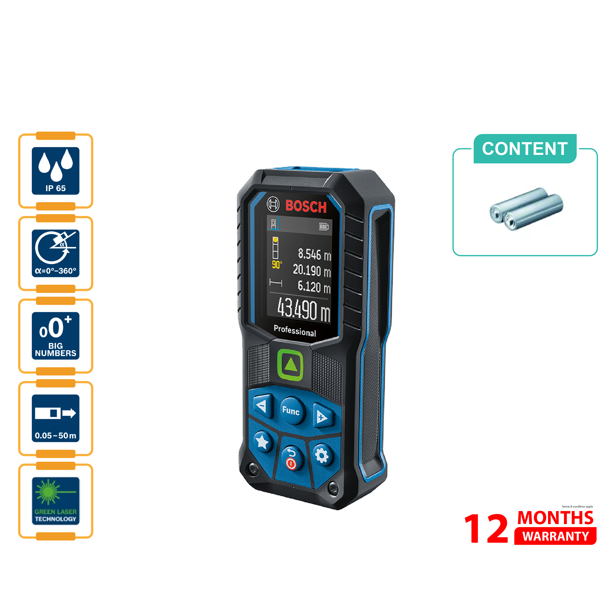 BOSCH GLM 50-23G Laser Measure (Green Laser) - 0601072VK0