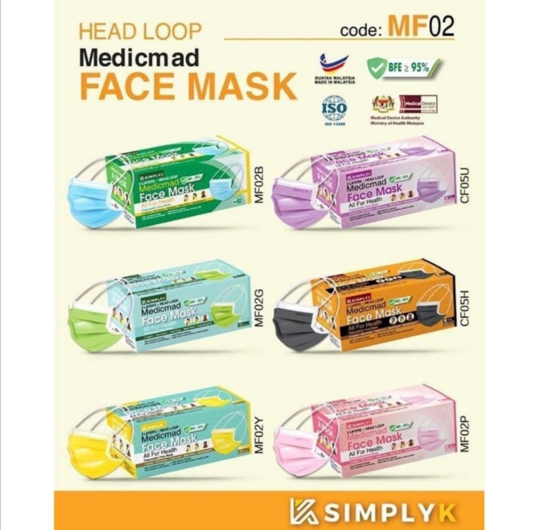 Medicmad Simply K Face Mask - Headloop (Buatan Malaysia) penghantaran seluruh Malaysia