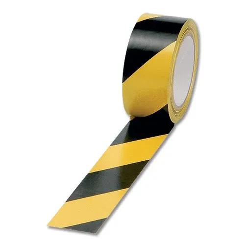 ADHESIVE FLOOR HAZARD WARNING TAPE BLACK YELLOW (48MM X 30Y)