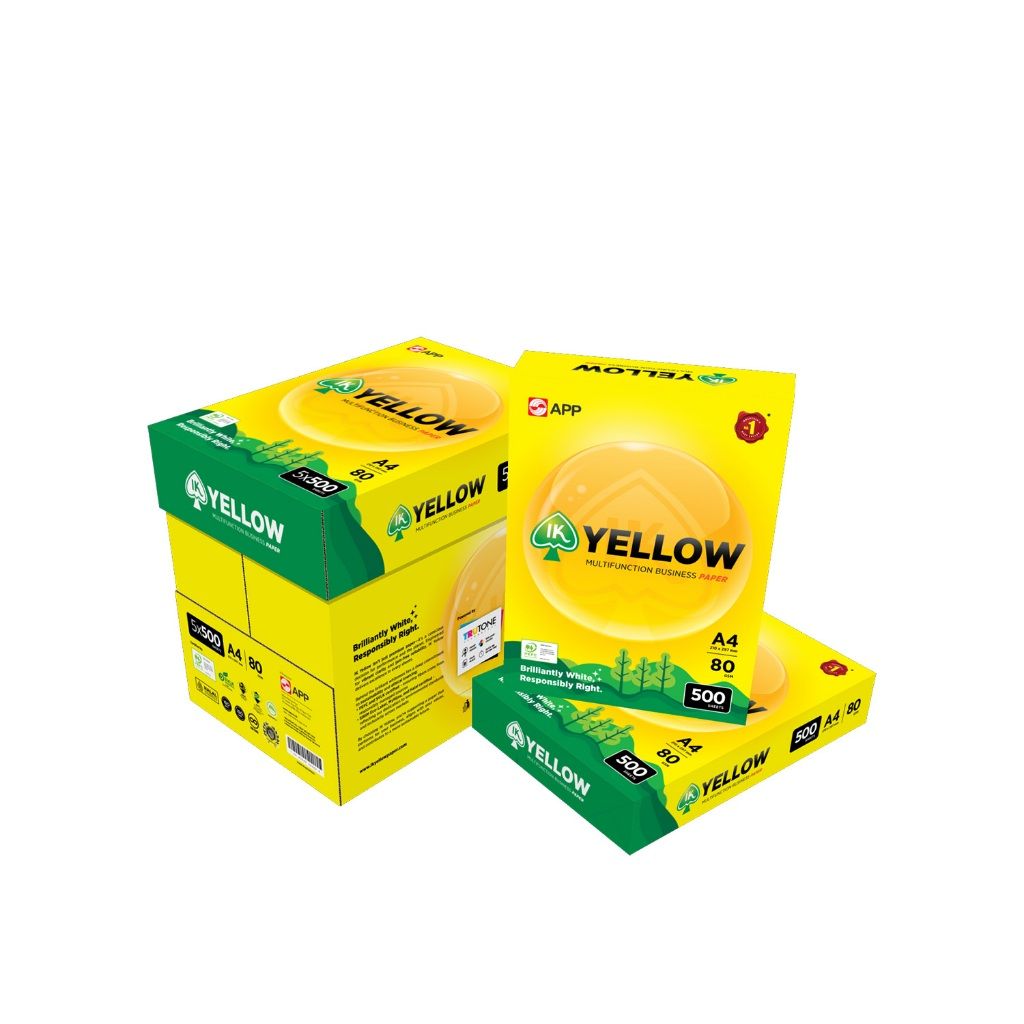 Ik yellowA4 Paper 80gsm 500 sheets - 1 box (5 reams)
