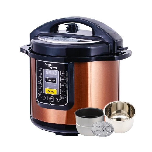 Russel Taylor Pressure Cooker 8L 1300W Dual Pot Stainless Steel & Non-Stick Pot