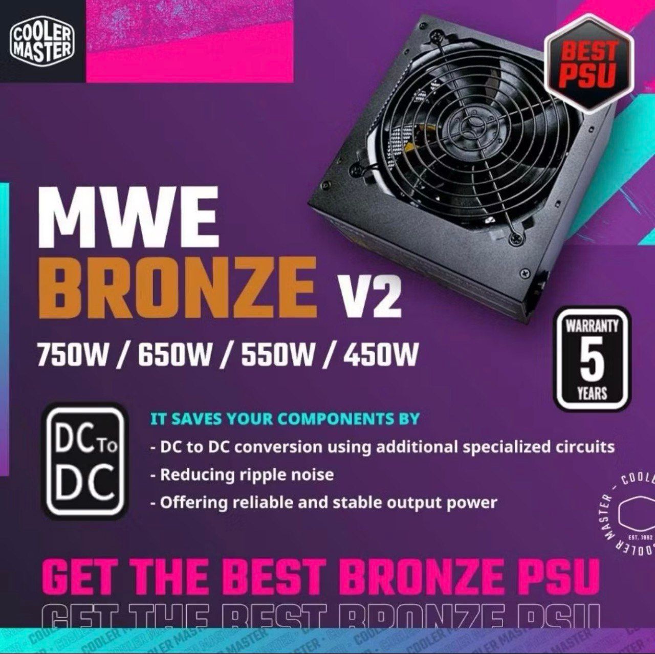 Cooler Master MWE 750 Bronze V2 PSU (85% Efficiency, 230V)