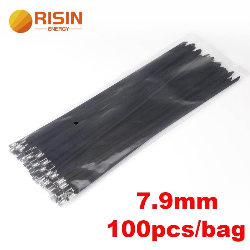 Flame Retardant SS 304 Polyester Epoxy PVC Coated Stainless Steel Cable Ties for General Use (7.9mm Coated (100pcs/lot) 250mm