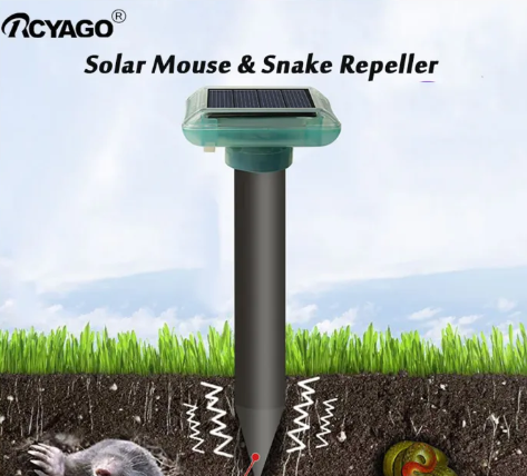 RCYAGO Solar Mole Repeller Solar Powered Ultrasonic Rat Mouse Buzz Snake Repellent Waterproof Animal Repellers for Garden Tools, Yards