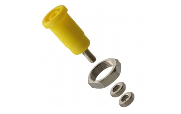 Fluke PJKPL 72930-4 Panel Mt Iec 4mm(0.16in)jack For Sheathed Plug, Hex Nut, 10/pkg (yellow)